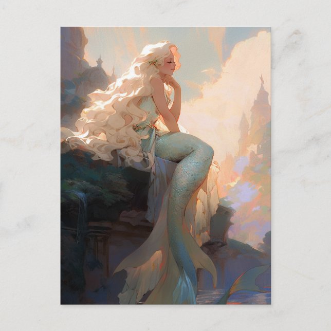 Sjöjungfru Fantasy Art Vykort (Framsida)