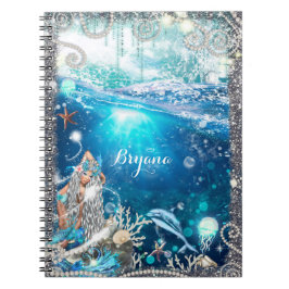 Sjöjungfru Fantasy Blond Enchanted Strand Fantasy Anteckningsbok Med Spiral