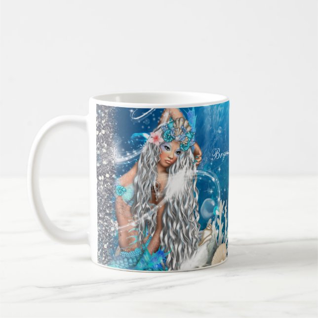 Sjöjungfru Fantasy Blond Enchanted Strand Kaffemugg (Vänster)
