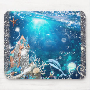 Sjöjungfru Fantasy Blond Förtrollad Strand Dator Musmatta