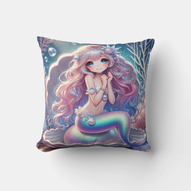 Sjöjungfru Fantasy Square Pillow Kudde (Framsida)