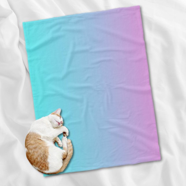 Sjöjungfru färg gradient lila rosa aqua ombre fleecefilt (Mermaid colors gradient purple pink aqua ombre fleece blanket)