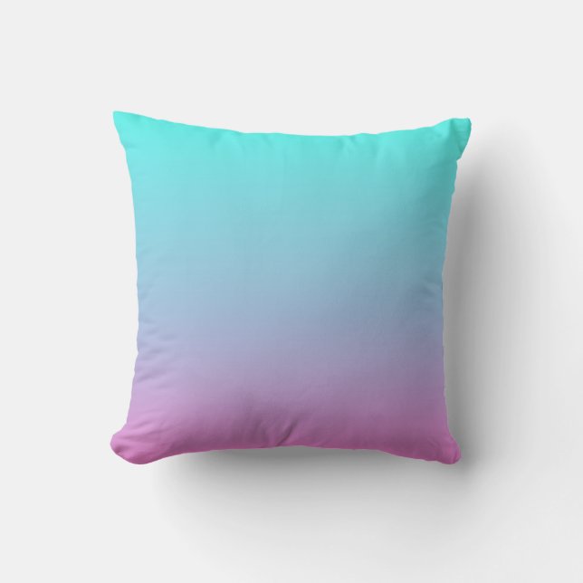 Sjöjungfru färg gradient lila rosa aqua ombre kudde (Framsida)
