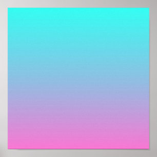 Sjöjungfru färg gradient lila rosa aqua ombre poster