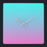 Sjöjungfru färger gradient lila rosa aqua ombre fyrkantig klocka<br><div class="desc">Sjöjungfru färger gradient lila rosa aqua ombre,  hustillbehör. Rumstillbehör till Sjöjungfru färger</div>