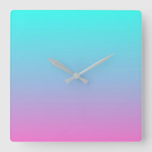 Sjöjungfru färger gradient lila rosa aqua ombre fyrkantig klocka