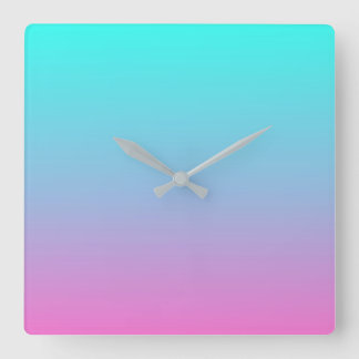 Sjöjungfru färger gradient lila rosa aqua ombre fyrkantig klocka