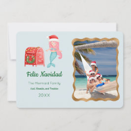 Sjöjungfru Feliz Navidad Photo Greeting Card Inbjudningar