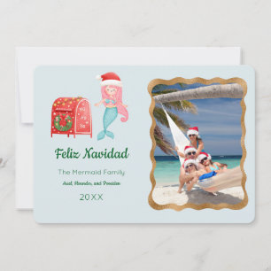 Sjöjungfru Feliz Navidad Photo Greeting Card Inbjudningar