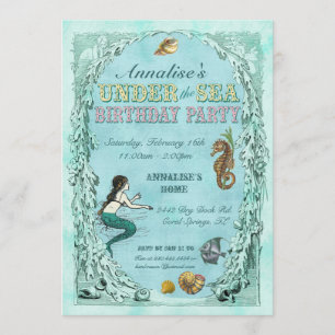 Sjöjungfru-festinvitation Under the Sea Inbjudningar