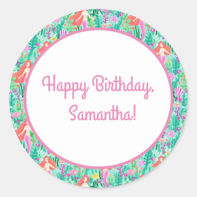 Sjöjungfru festmat och dricka etikett set (Framsida)