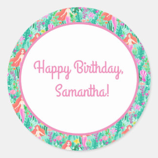 Sjöjungfru festmat och dryckesetikett set runt klistermärke