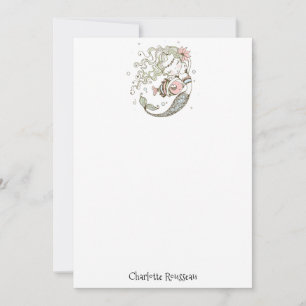 Sjöjungfru Fish Barn Personlig Stationery Anteckningskort