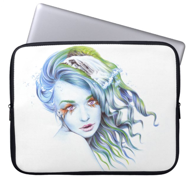 Sjöjungfru flicka Vatten Surreal Fantasy Porträtt Laptop Sleeve (Framsidan)