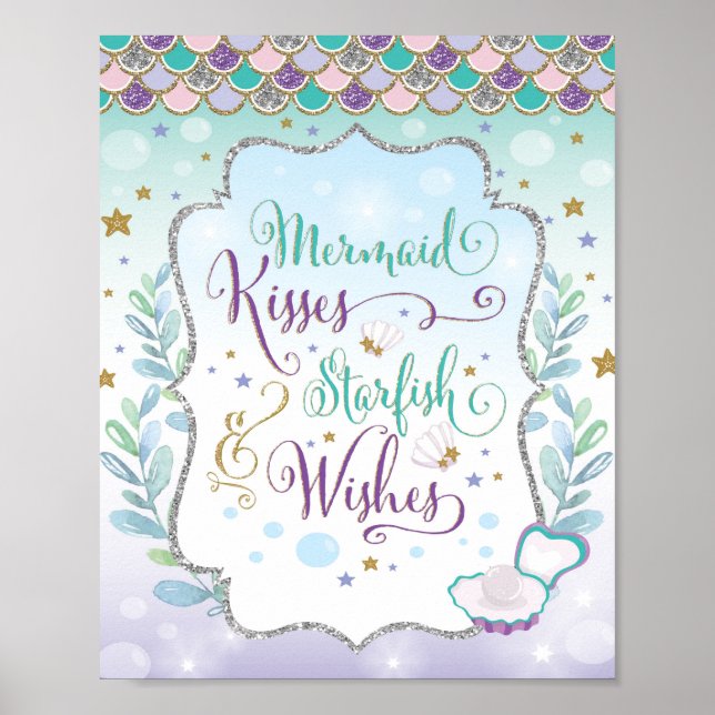 Sjöjungfru Flickans neurseri Decor under Sea Wall  Poster (Framsidan)