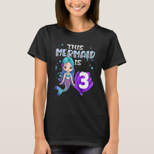 Sjöjungfru Flickor 3:e födelsedagen Sjöjungfrun är T Shirt