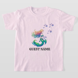 Sjöjungfru Födelsedag, tema Lägg till gäst namn T Shirt