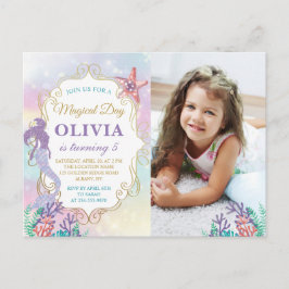 Sjöjungfru Födelsedag Under Havet Foto Inbjudan