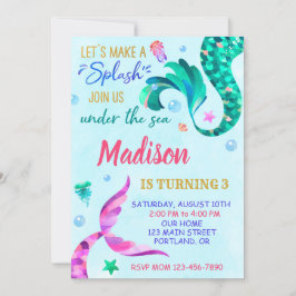 Sjöjungfru födelsedag under inbjudan under havet