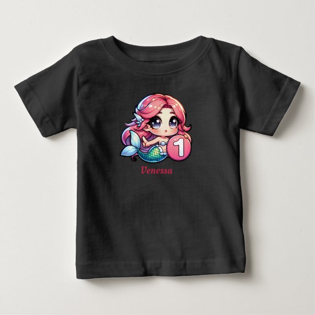 Sjöjungfru födelsedags-tröja för småbarn t shirt (Framsida)