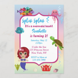 Sjöjungfru Födelsedagsfest inbjudan