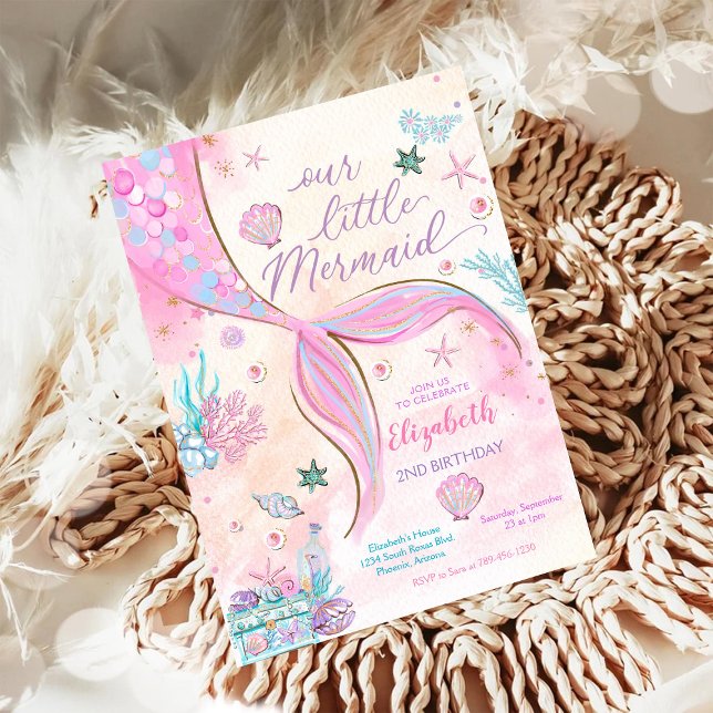 Sjöjungfru Födelsedagsfest Inbjudan (Skapare uppladdad)