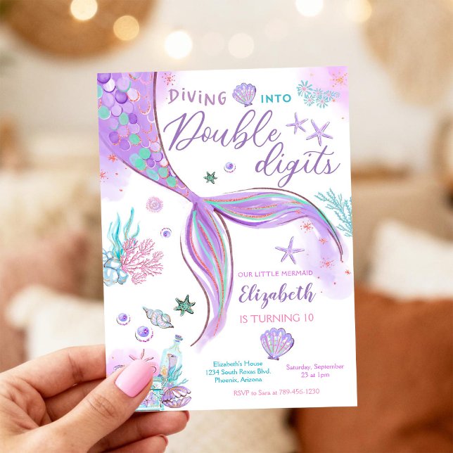 Sjöjungfru Födelsedagsfest Inbjudan (Skapare uppladdad)