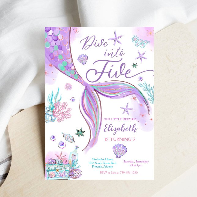 Sjöjungfru Födelsedagsfest Inbjudan (Skapare uppladdad)