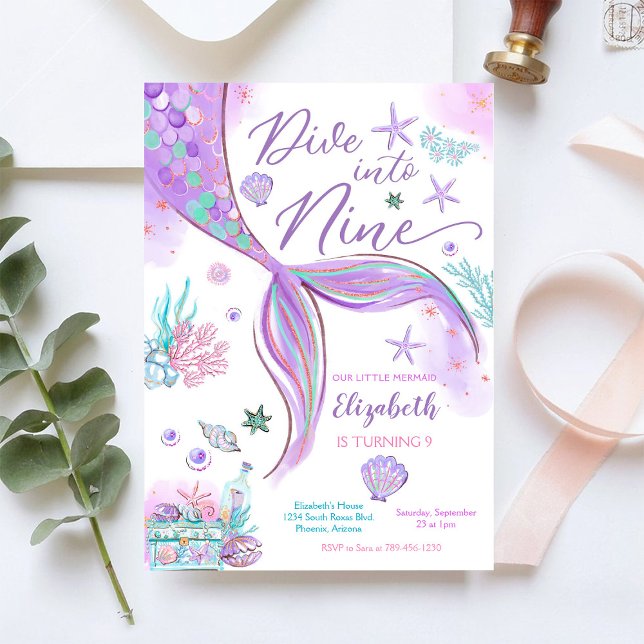 Sjöjungfru Födelsedagsfest Inbjudan (Skapare uppladdad)