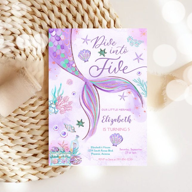 Sjöjungfru Födelsedagsfest Inbjudan (Skapare uppladdad)