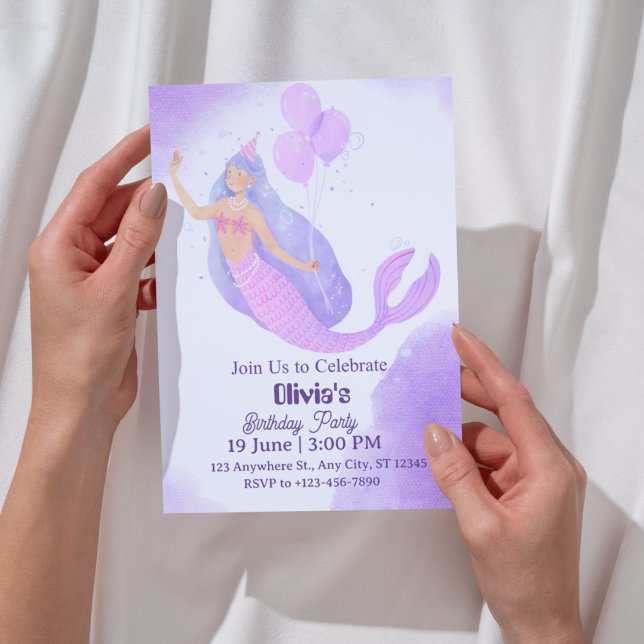 sjöjungfru födelsedagsfest inbjudan för flickor (Skapare uppladdad)