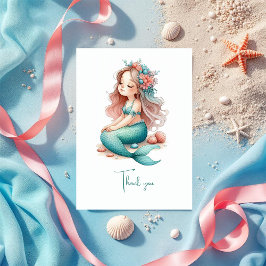 Sjöjungfru Födelsedagsfest Tack Kort