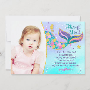 Sjöjungfru födelsedagstack tack kort