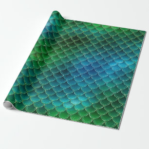 Sjöjungfru för Aqua Blue-Grönt Presentpapper