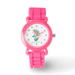 Sjöjungfru för färgstark blommigt armbandsur