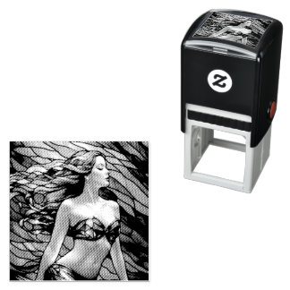 Sjöjungfru för fastsatt regnbåge av glas självfärgande stämpel