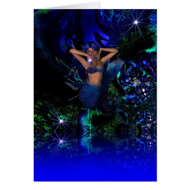 Sjöjungfru för kortfantasi Art Star Hälsningskort (Framsidan)