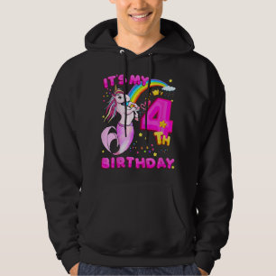 Sjöjungfru för majs i 4e födelsedagen Unicorn Merm Hoodie