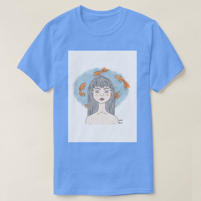 Sjöjungfru för Mental Aquarius Fish Girl T Shirt (Design framsida)