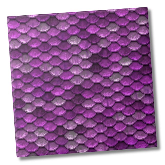 Sjöjungfru för metallisk Lila, Mönster Kakelplatta (Glam Metallic Purple Mermaid Scales Fish Pattern ceramic tile)