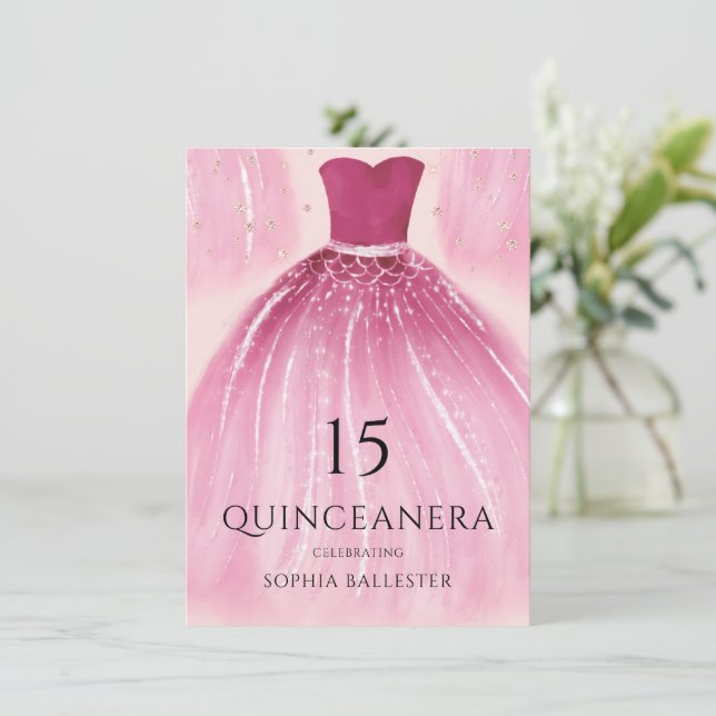 Sjöjungfru för  Rosa, 15:e Quinceanera Party Inbjudningar (Stående Fram)