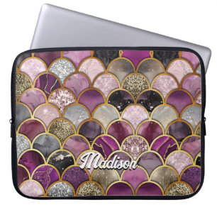 Sjöjungfru för rosa lila guld beige laptop fodral