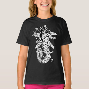 Sjöjungfru för svartvitt Retro-stift T Shirt