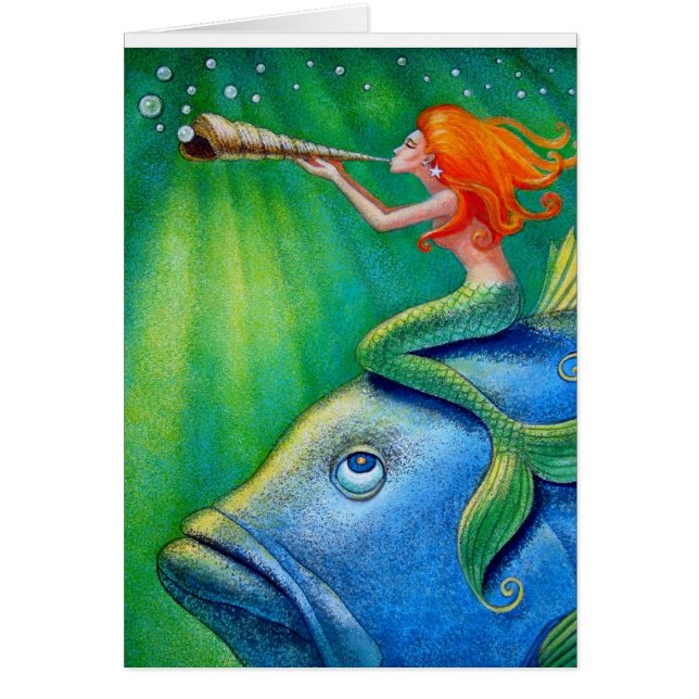Sjöjungfru för tutYur egen Snäckskal! Hälsningskort (Framsidan)