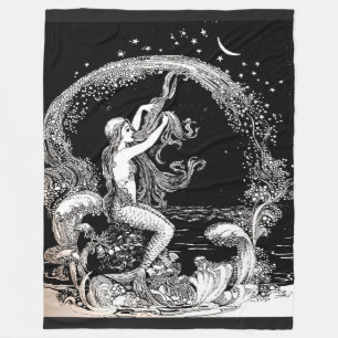 sjöjungfru för utskrift av vintage fleecefilt