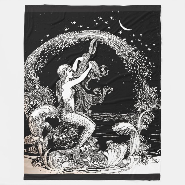 sjöjungfru för utskrift av vintage fleecefilt (Framsidan)