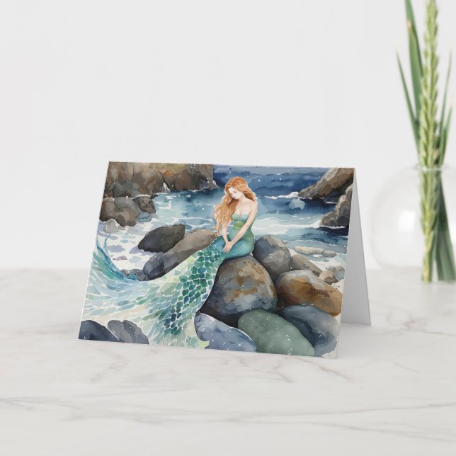 Sjöjungfru för vattenfärg kort (Framsida)