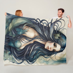 Sjöjungfru för vattenfärgsfärg fleecefilt