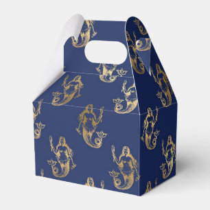 Sjöjungfru för Vintagen Blue och Guld Presentaskar