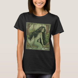Sjöjungfru Forest Gothic Fantasy Black Stil T-Shir T Shirt
